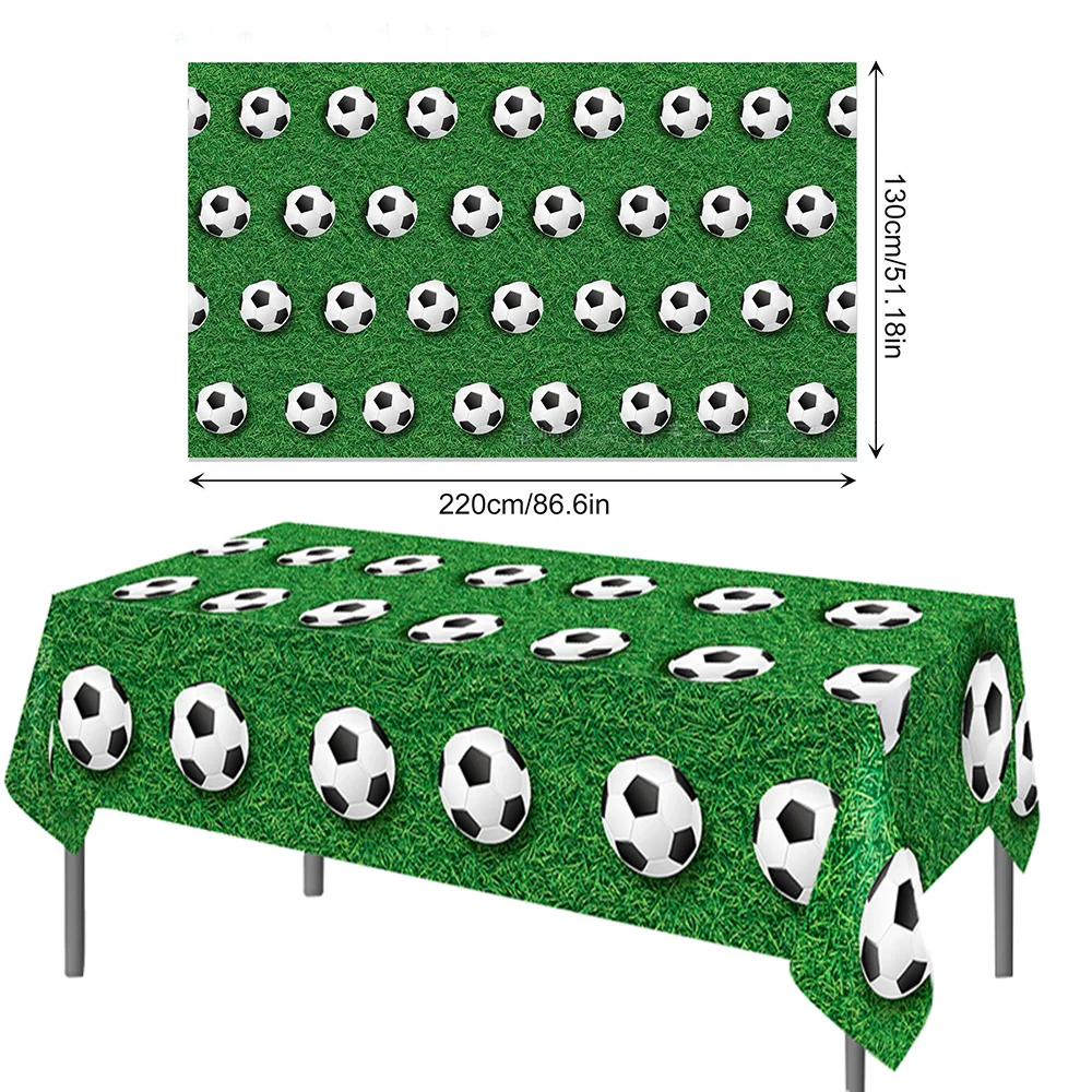 Camino de mesa para fiesta de fútbol, cubierta de mesa desechable para fútbol, mantel de plástico, decoración para fiesta de cumpleaños con temática de fútbol