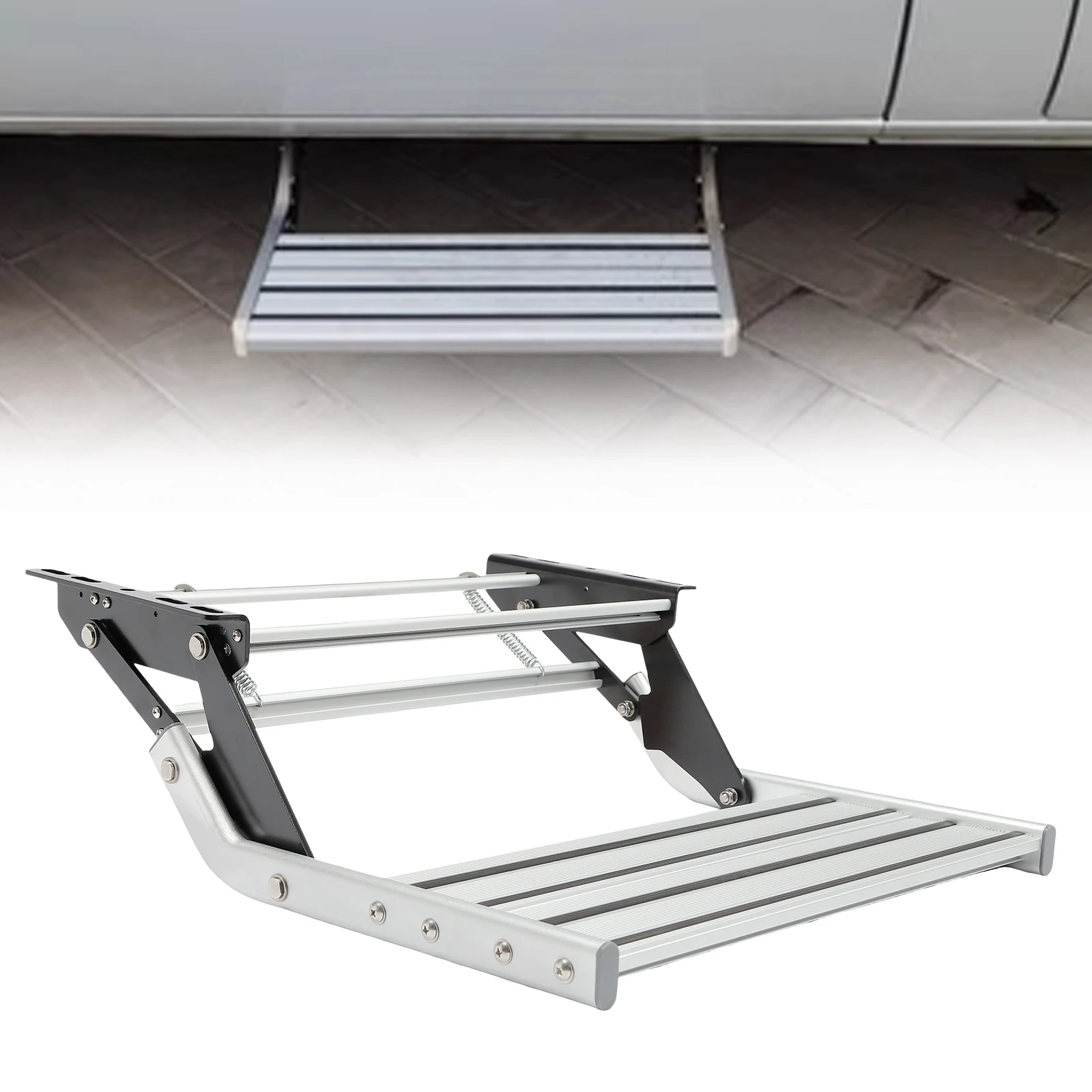 Passo di ingresso manuale in lega di alluminio Passo per camper Passo di ingresso da campeggio per camper, rimorchi da viaggio, camion Capacità 150 kg/330 libbre