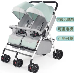 Twin Twin Baby Stroller Double Seat Double Lie Foldable Double Can Enter The Elevator and Put The Car