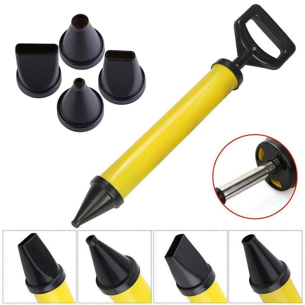 1 set di pistola per stucco cementizio con 4 ugelli, applicatore per stucco e strumento per la stesura di malta, ideale per mattoni, pietre e piastrelle – pompa manuale per stucco, utilizzabile per