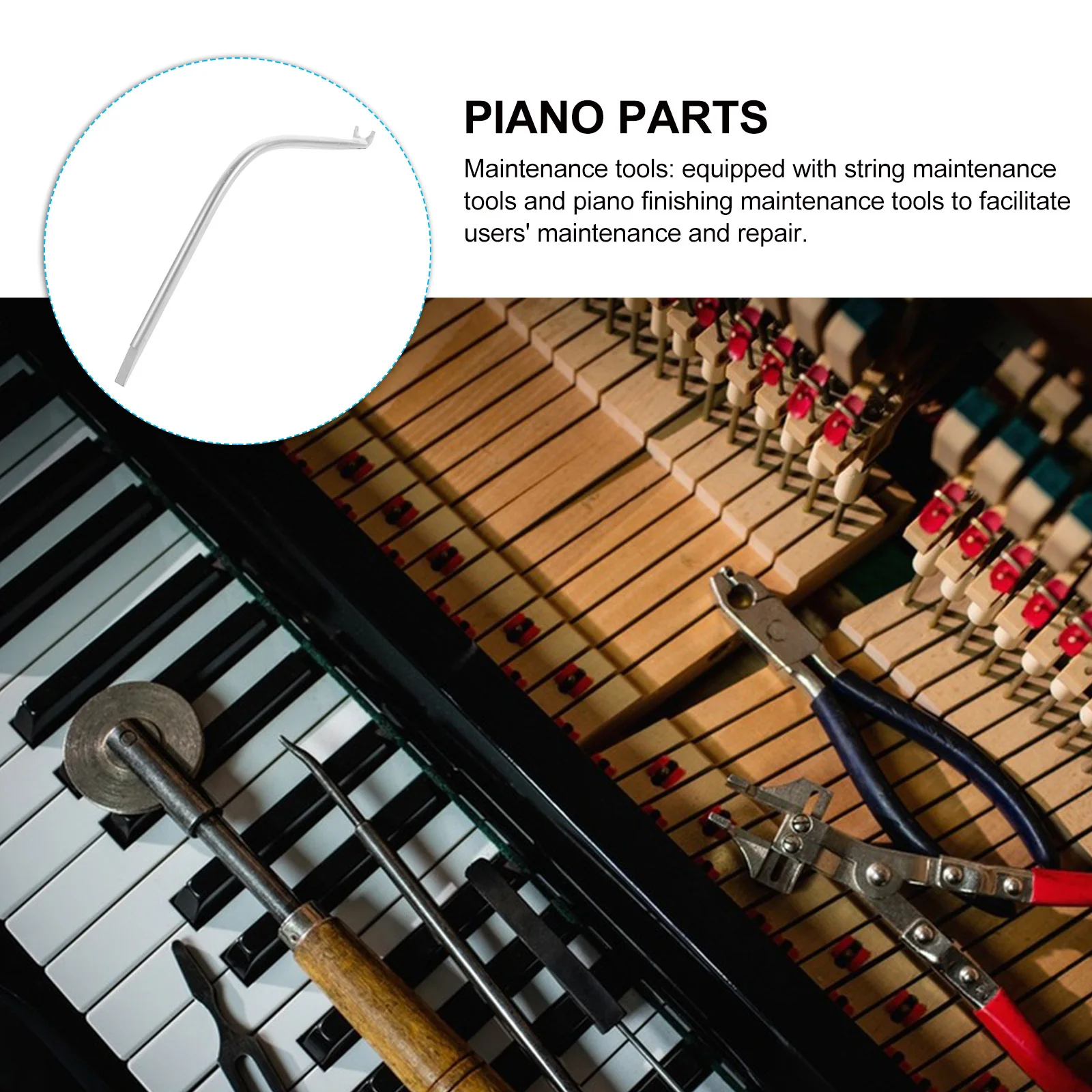 

Durable Piano String Lifting Hook Metal Material Efficient Practical Time Saving Stable Operation Musical Instrument Maintenance