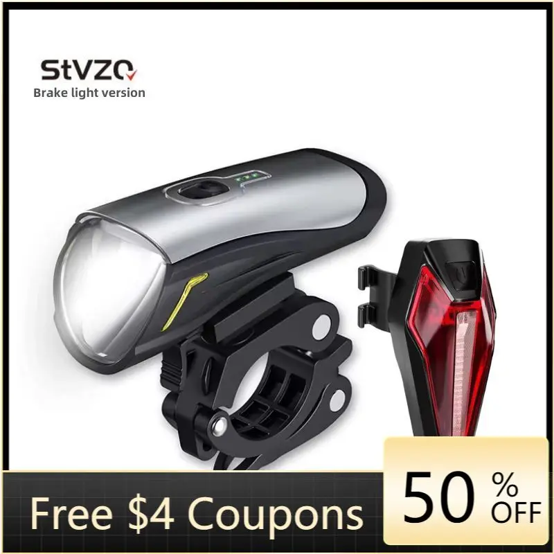 StVZO USB Rechargeable Bicycle Light Set Automatic High-Beam Braking Front and Back Taillights with Power Supply Battery