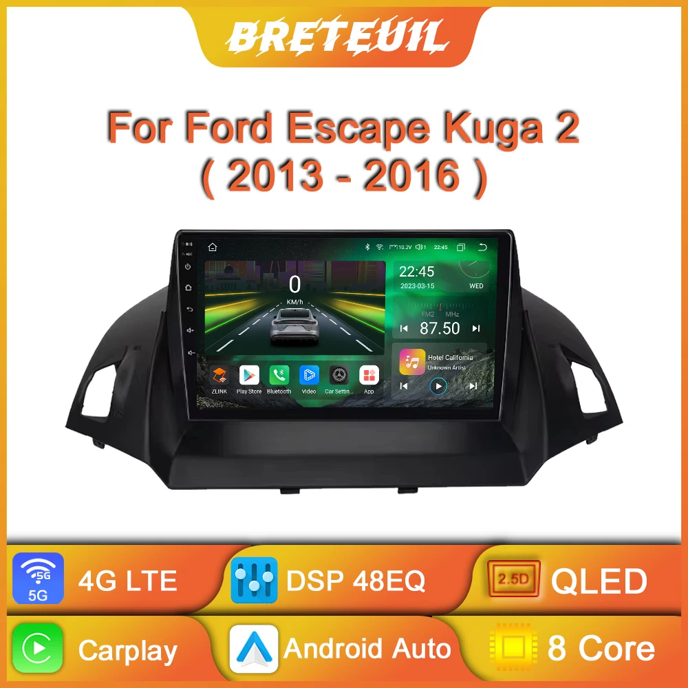 For Ford Escape Kuga 2 C-MAX 2013-2016 Car Radio Android Multimedia Video Player Navigation GPS Carplay Touch Screen Auto Stereo