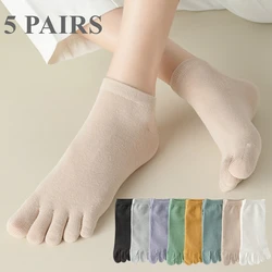 5 Pairs Women Five Finger Socks Toe Socks with Separate Fingers High Quality Cotton Women  Ankle Socks Yoga Sports