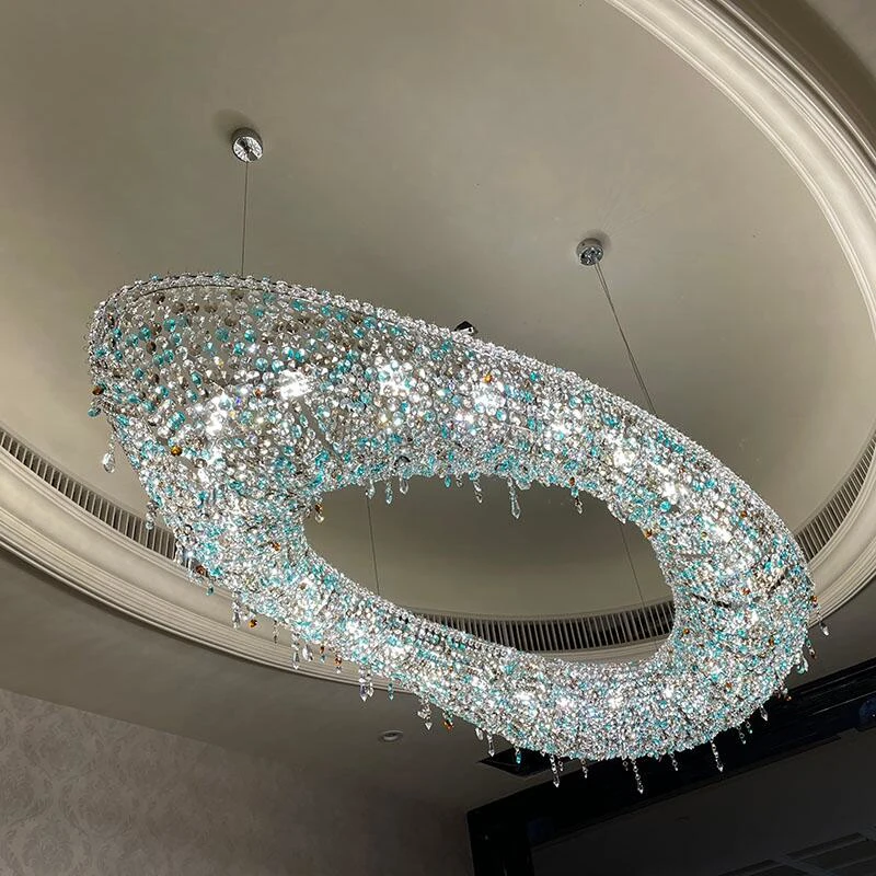 Luxurious Crystal Art Chandelier Villa Creative Island Restaurant Designer Hotel Decorative Lighting Project Lamp