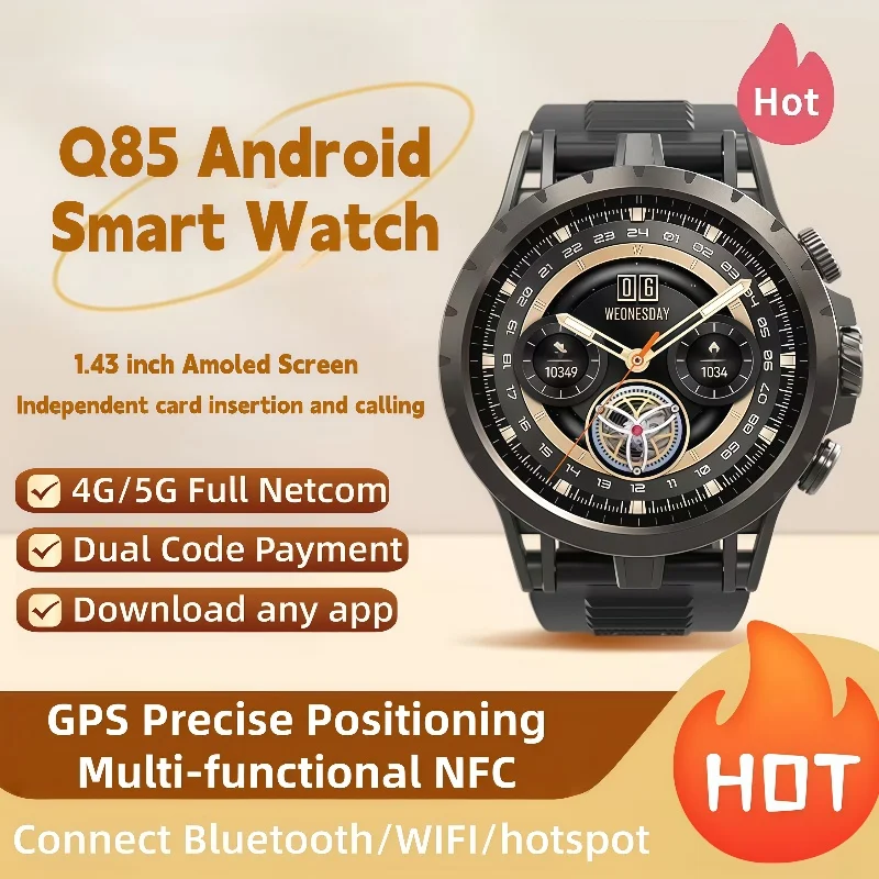

Q85 Android Smart Watch Men GPS 256GB 90°Rotation Camera 4G SIM Card Google Play WIFI Wireless Fast Internet Access Smartwatch