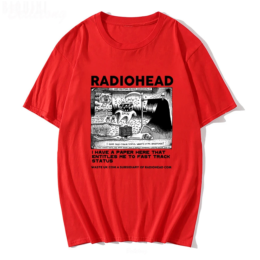 Radiohead Áo Nam Cổ Điển TEE Bắc Mỹ Tour Rock Bé Trai Camisetas Hombre Hip Hop Unisex 100% Cotton Quá Khổ áo Sơ Mi Nam