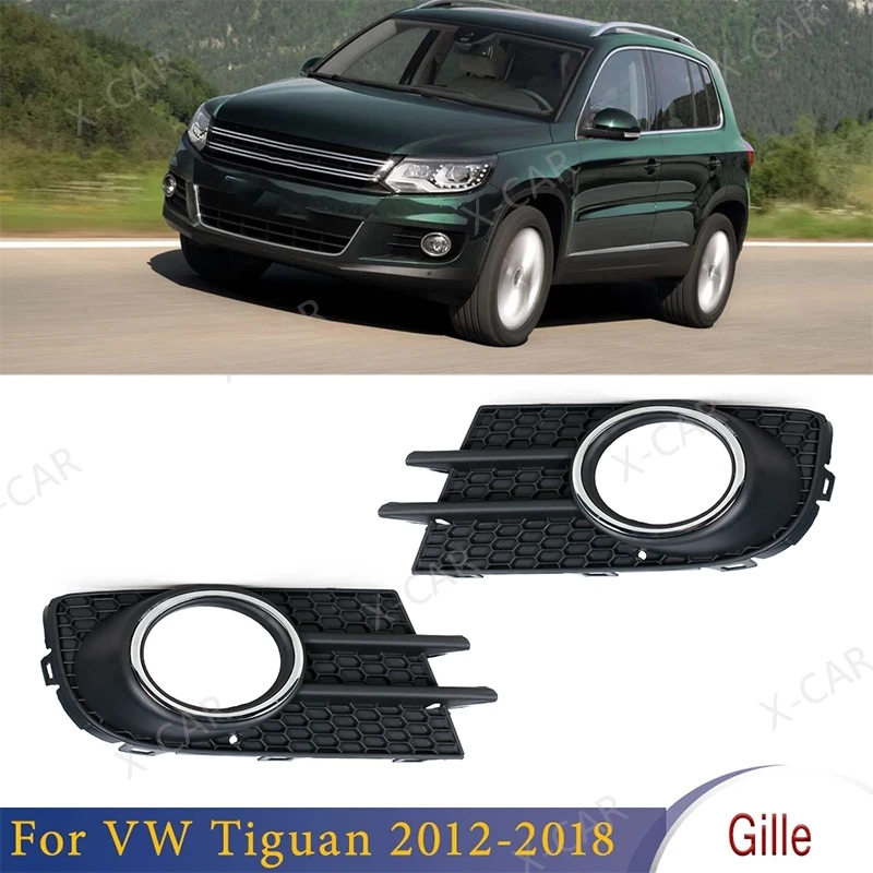 

Front Bumper Fog Lamp Grille Cover Car-Styling Foglight Frame For VW Tiguan 2012-2018 EU Version 5N0853666 5N0853665