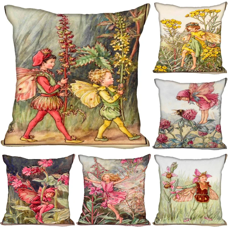 

The Secret Garden Fairies Pillow Case High Quality Satin Fabric Pillowcase Decorative Pillow Cover Wedding Decorative