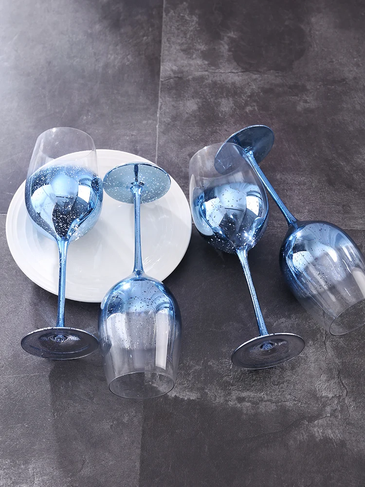 Blue Starry Sky Crystal Glass Goblet Red Wine Glass Mug Home High Value Party Grape Champagne Glass Cocktail Set Furniture Items