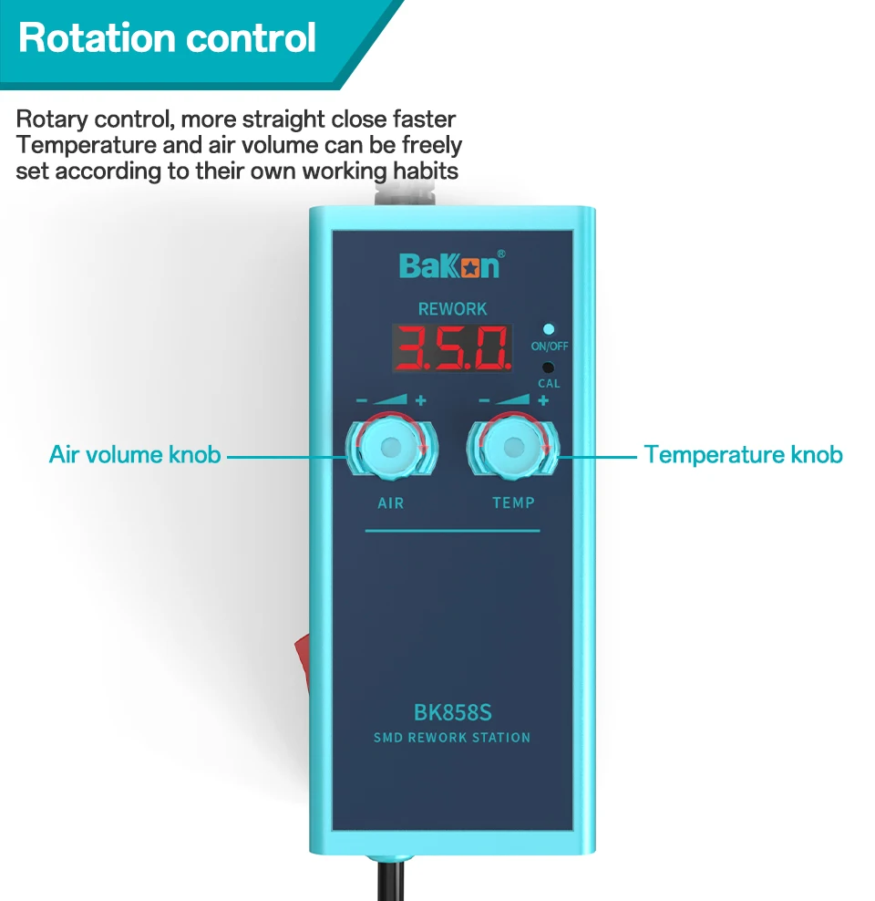 Imagem -03 - Estação Portátil de Desoldagem a ar Quente Pistola Térmica 550w para Solda Sono Automático Volume Ajustável e Temperatura Bk858s