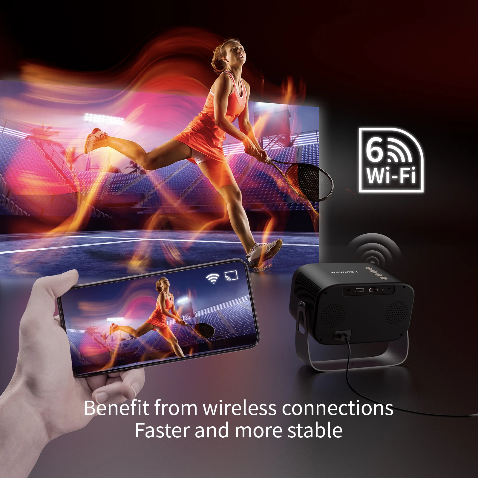 WEWATCH V11 미니 프로젝터 전기 초점 45 °   키스톤 보정 360 °   회전 LED 프로젝터 1080P FHD 14000 루멘 WiFi6 BT5.2