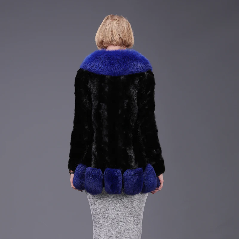Real Mink Fox Fur Coat for Women, Natural Fur Jacket, Thick and Warm, Street Style, High Quality, New, 2023