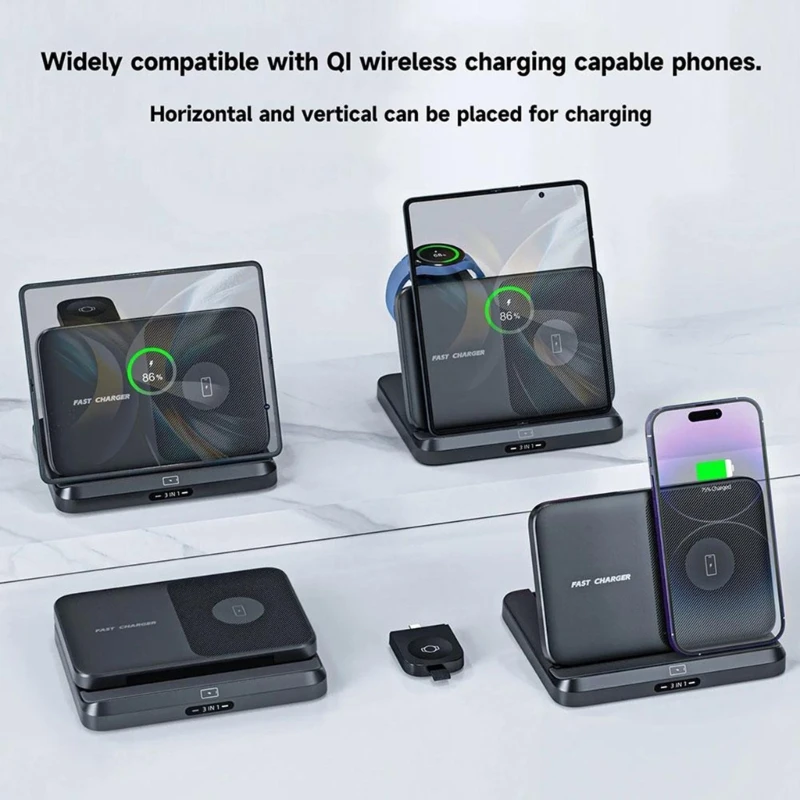 Safe Wireless Charging for FOLD Series 3 in 1 Fast Charging Dock Station Support