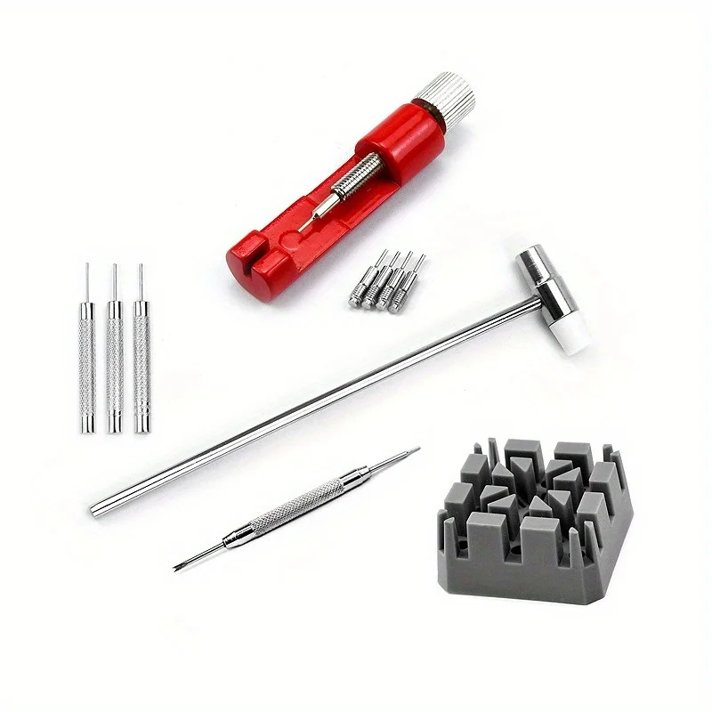 11 Pcs Watch Repair Tool Set Watch Link Band Slit Strap Bracelet Chain Pin Remover Adjuster Tool Kit for Professional Watchmaker