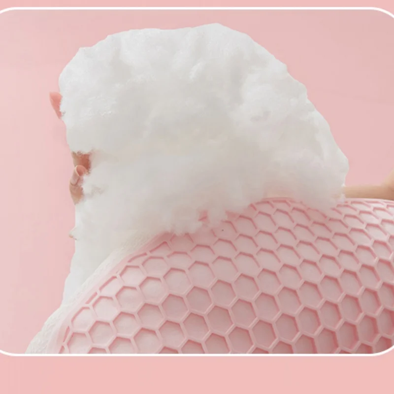 Purple Pectin TPE Pillow Honeycomb Grid &Polyester AB Side Pillow Case Breathable Soft Neck Support Sleeping Pillow Core 40*65cm