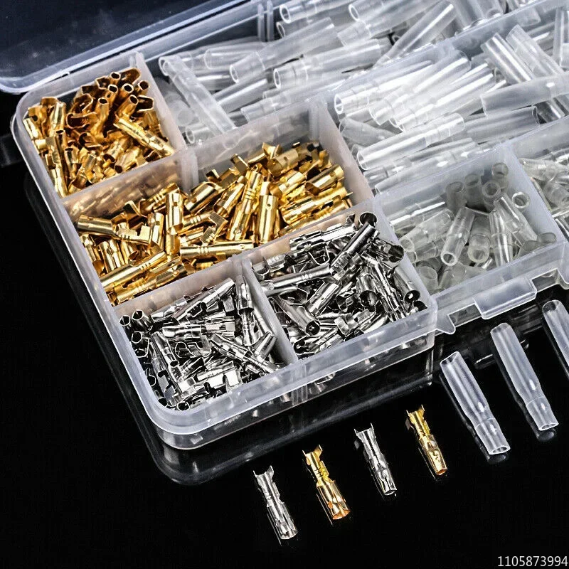 400PCS 3.9mm Bullet Wire Connectors Male Female Block Insulation Sleeve Brass Crimp Terminal Connector for Car Truck Motorcycle