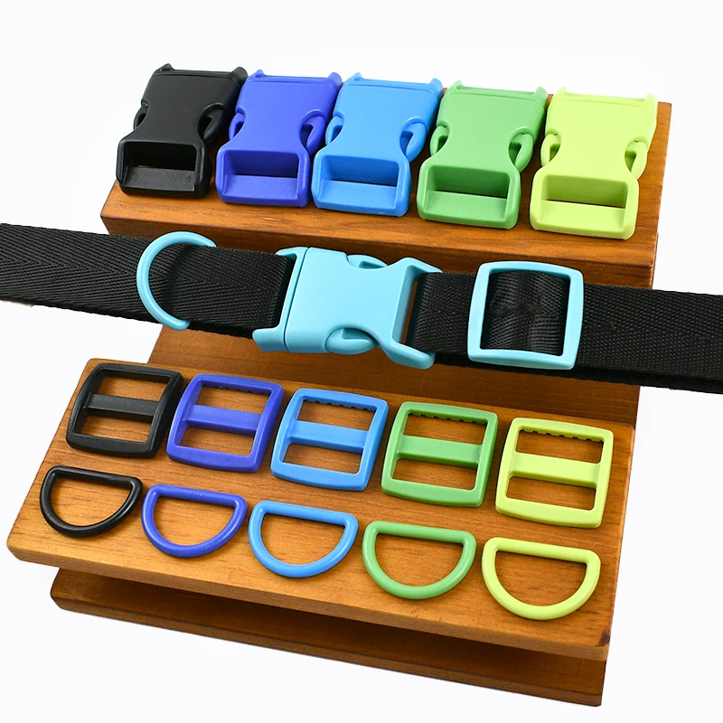 

5/10/20Sets Plastic Buckle Bag Strap 15/20/25mm Tri-Glide Slider D Ring Clasp Side Release Buckles Dog Collar Hook Accessories