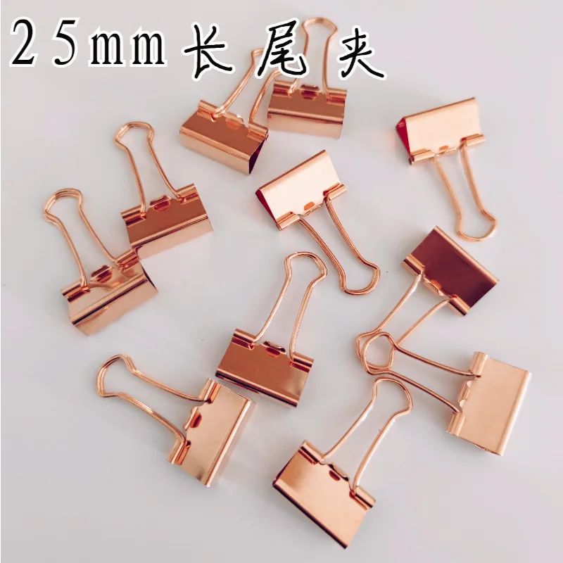 Rose Gold Stationery Clip Binder Photo Decoration Long Tail Clip Office Metal Clip  Cute Stationery  Office Accessories