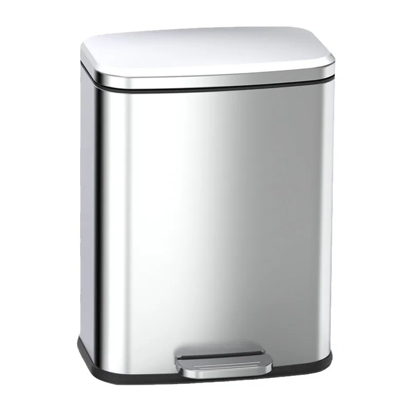 Stainless steel trash can Household large living room high appearance level ins wind with cover foot pedal square dustbin