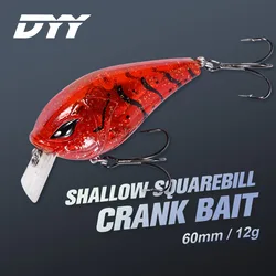 DYY 60mm 12g Shallow Squarebill Crankbaits Minnow Fishing Lure Floating Wobbler Artificial Hard Bait for Bass Trout Fishing Lure