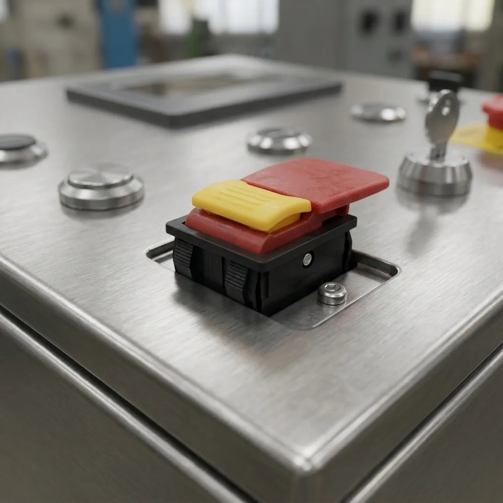 Heavy=Duty Key Lock Switch 250V Toggle= Design With Clamp Connector For Secure Electrical Control In Industrial Machinery