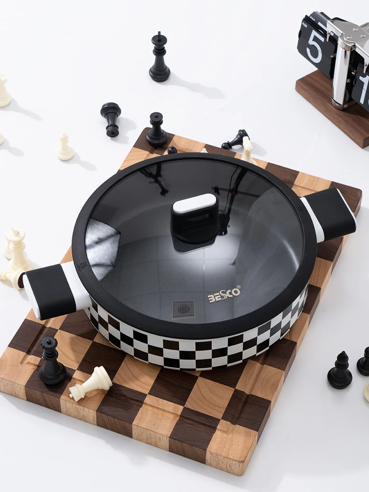 Checkerboard Non-stick Pan Lightweight Design Frying Pan Stockpot Milk Pot Induction Cooker Gas Cooker Special Wok Cookware Set