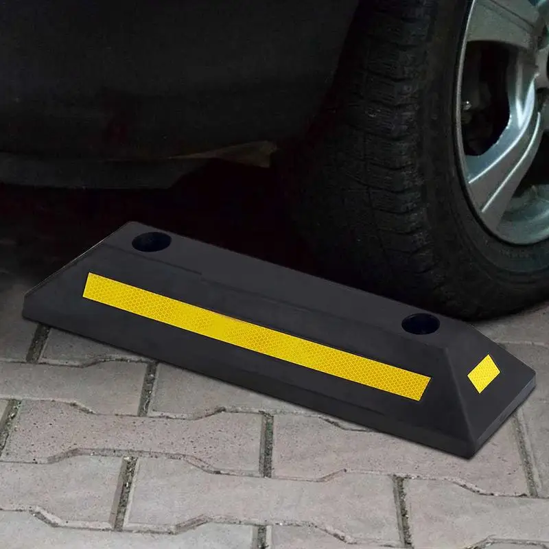 Vehicle Wheel Stop Heavy Duty Parking Blocks Parking Target Rubber Parking Tire Guide Blocks Wheel Stopper for Cars Trucks Buses