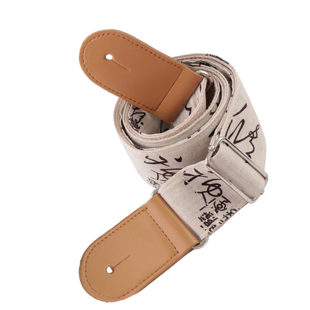 

Adjustable 85-145Cm Cotton Linen Chinese Style Guitar Strap Double Layer Head Metal Buckle Durable Guitar Belts For