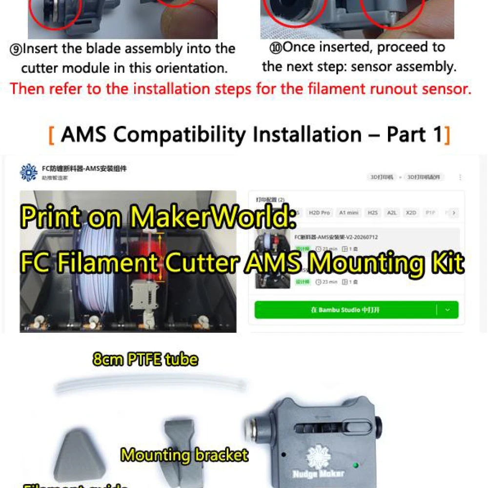 Anti-Jam-Filamentschneider Hochwertiges Filament-Kit für Bambulab Anycubic Flashforge 3D-Drucker DIY Voron Vermeidet Leerdruck – Detail 19