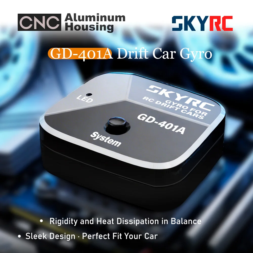 

SkyRC Drifting Gyro for RC Cars GD-401A CNC Aluminum Drift Steering Gyroscope with 9 Preset Curves One-Touch Reverse PWM Control