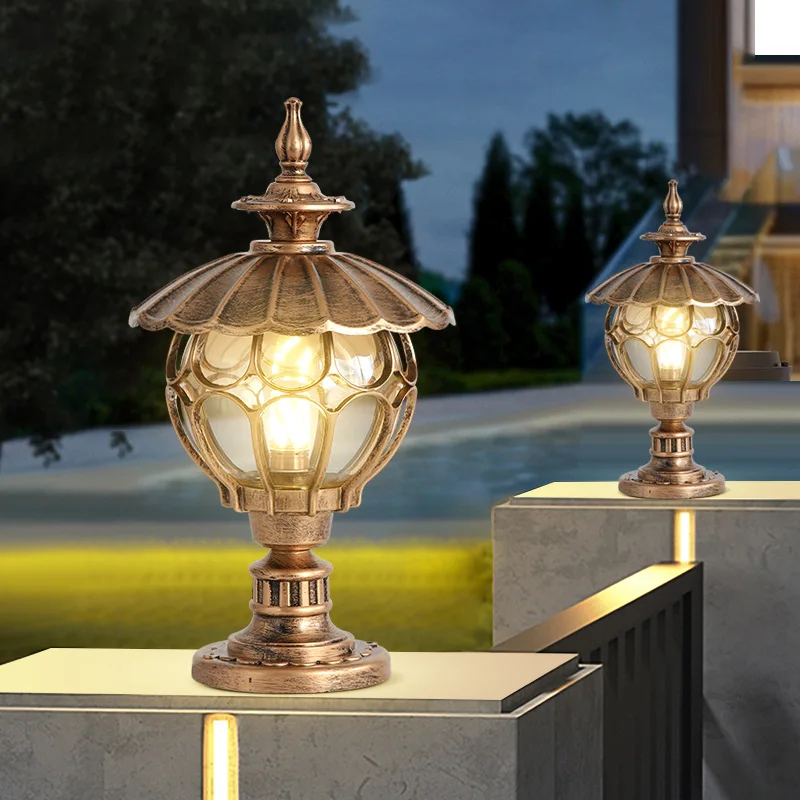 Outdoor Column Headlights Floor Lamps Lawn Walls Gate Courtyard Waterproof European Style Garden Villa Courtyard LED Table Light