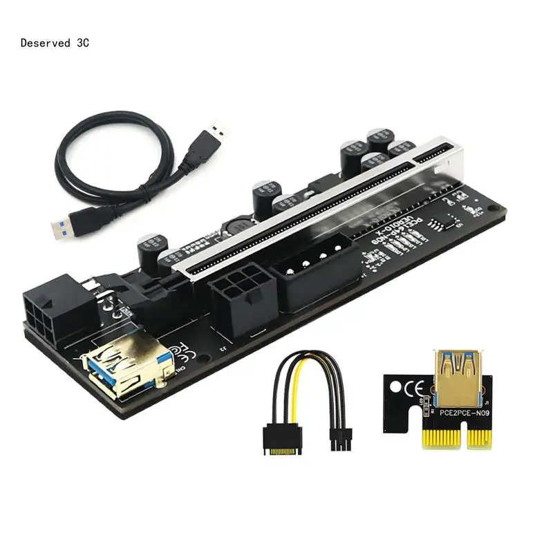 Newer VER010X USB Pci-e Riser Ver 010 for Express 1x 4x 8x 16x Pcie Extender Riser 15pin Card Adapter to 6Pin P