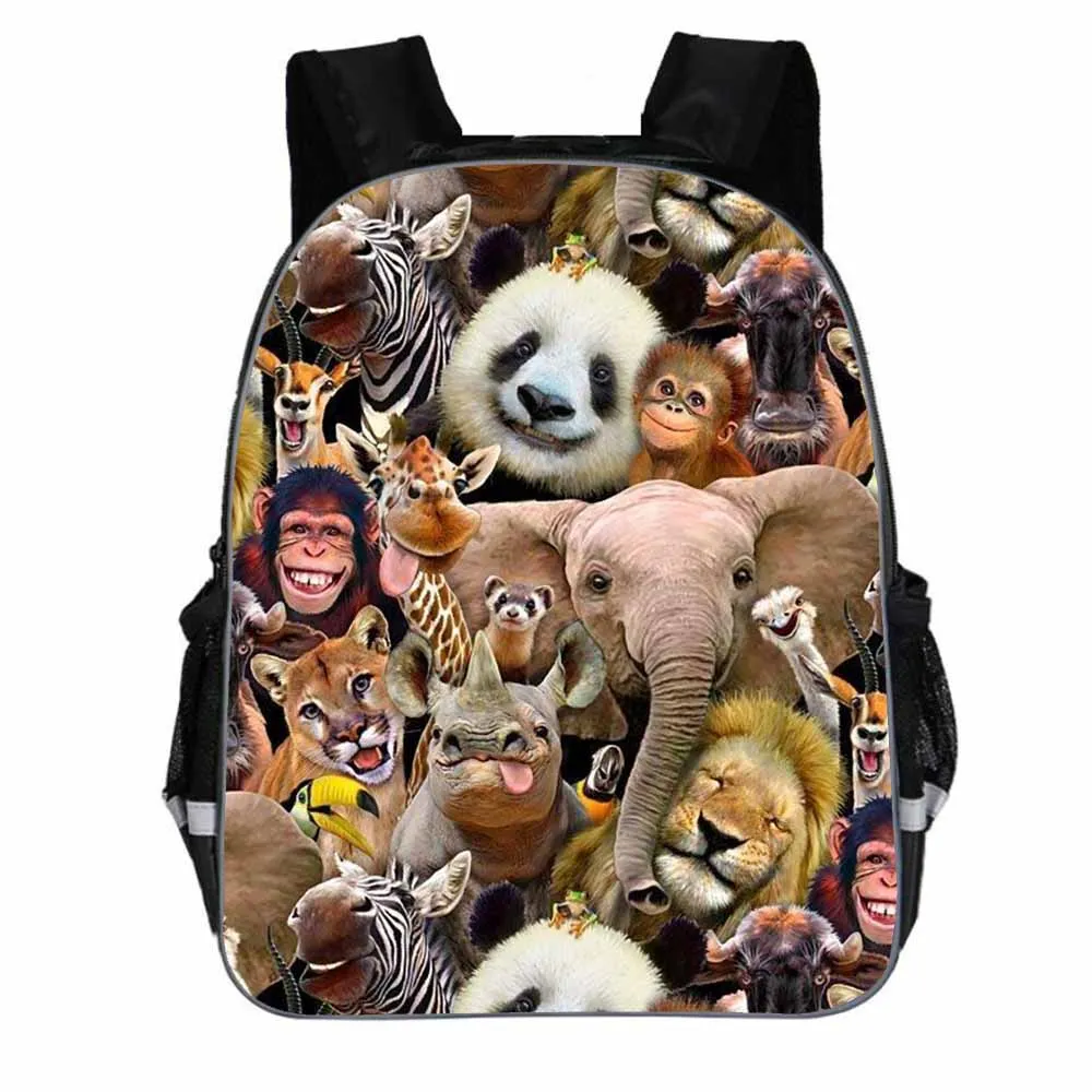 Animal world mochila escolar para niños, niñas, niños, bolsa para hombres, estudiantes