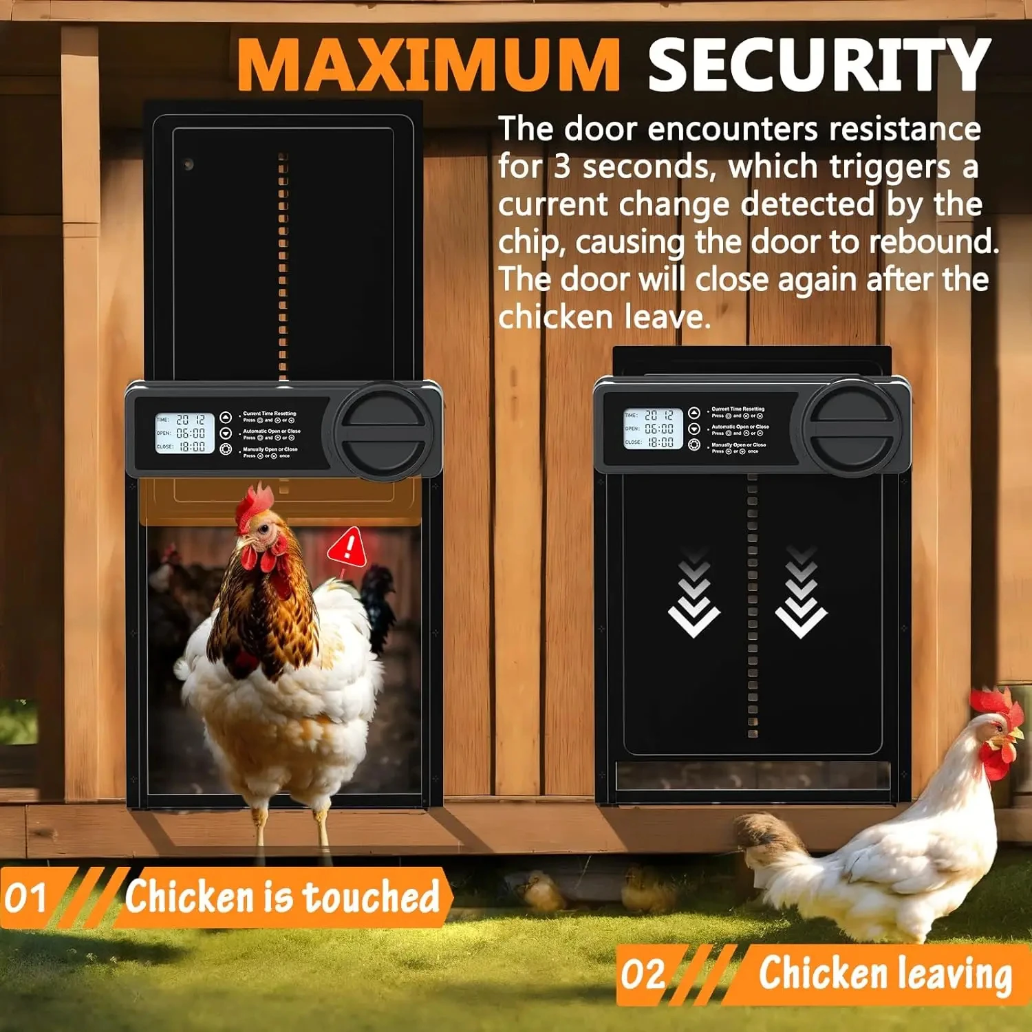 Automatic Chicken Coop Door Intelligent Timer Electric Aluminum Timing Opener Auto Chicken Door Farm Automatic Management Tool