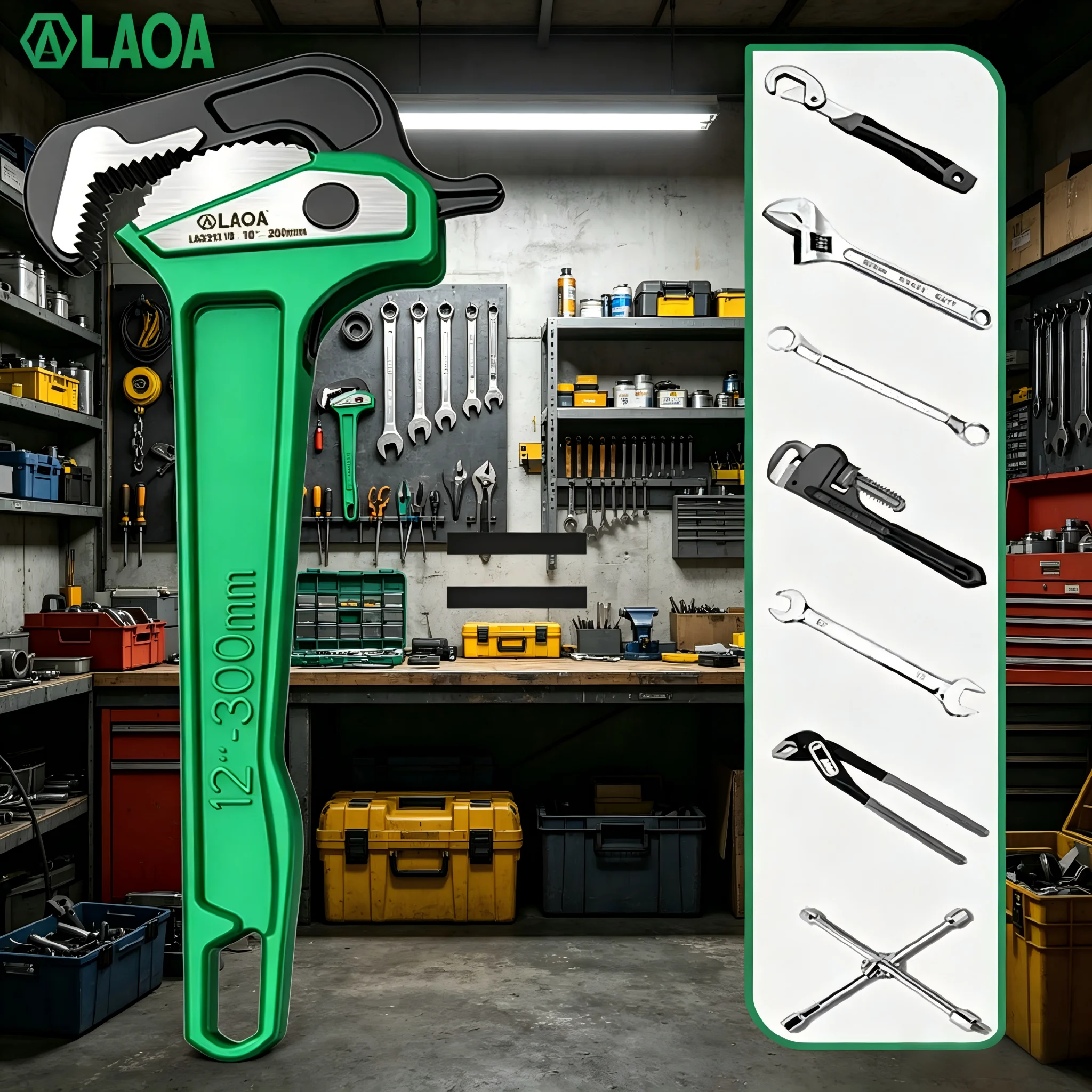 LAOA Quick Release Pipe Wrench Set 10/12/14/18 Inch Heavy Duty Multifunctional Spanner for Plumbing Pipe Clamping Loosening