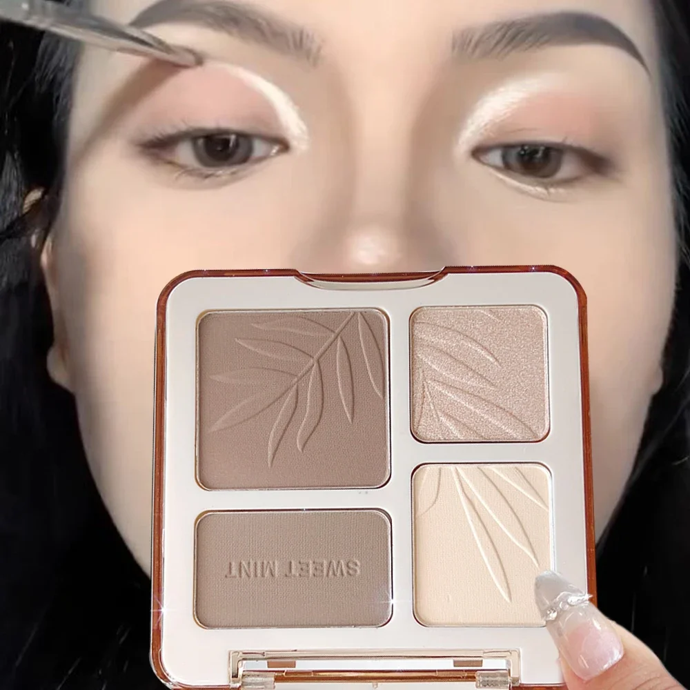 Surligneur bronzant imperméable pour le visage, palette d'ombrage éclaircissant, poudre de toilettage, ombre à barrage naturelle, contour antarctique, cosmétique, 4 couleurs