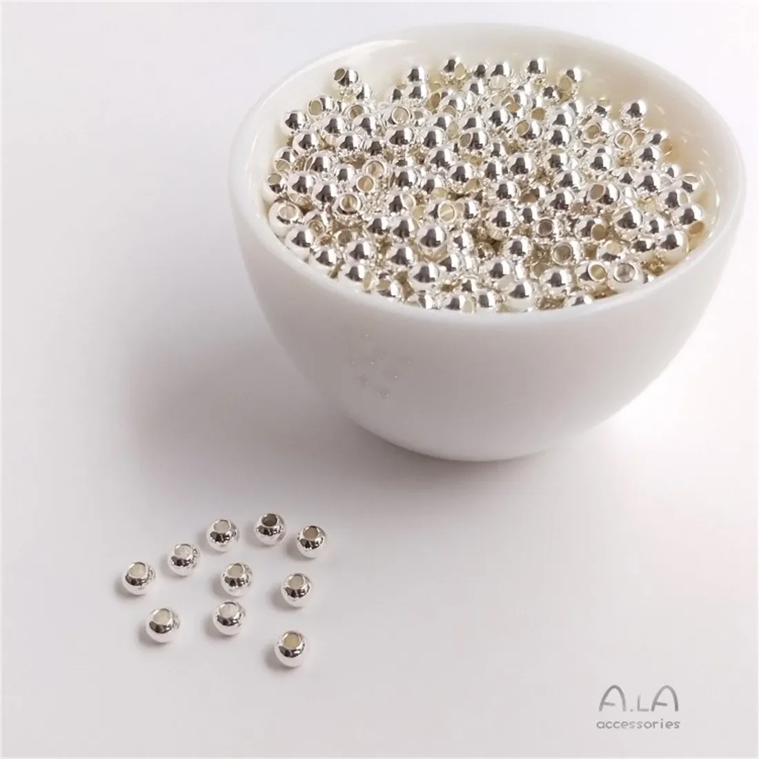 18K Gold Coated Loose Beads Genuine Gold White Gold Separated Silver Beads for DIY Handmade Jewelry Making Headgear Material