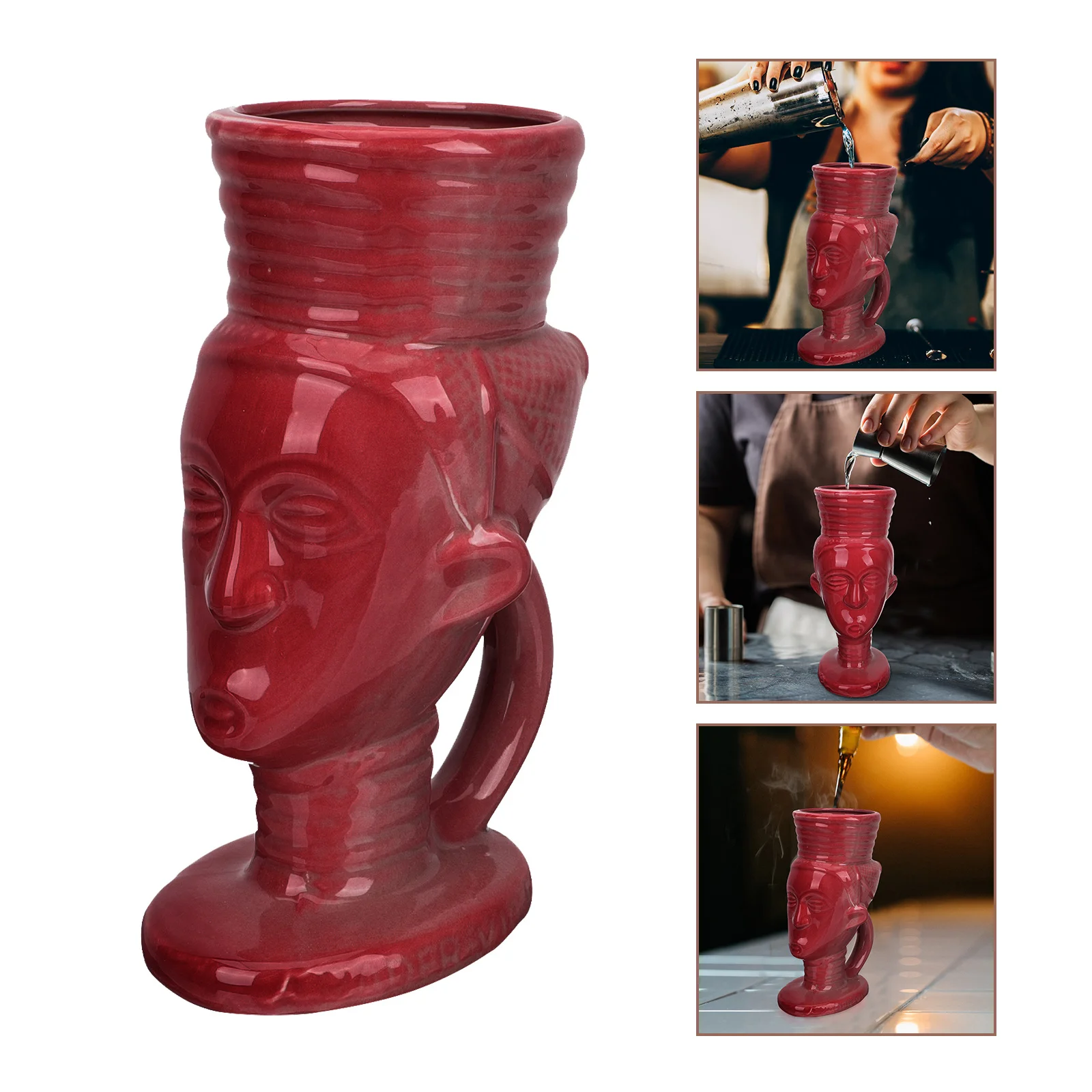 

Creative Hawaii Style Whisky Cup Premium Ceramic Red Wine Cup Retro Cocktail Bar Decoration Drinking Glass Tiki Bar Decorations