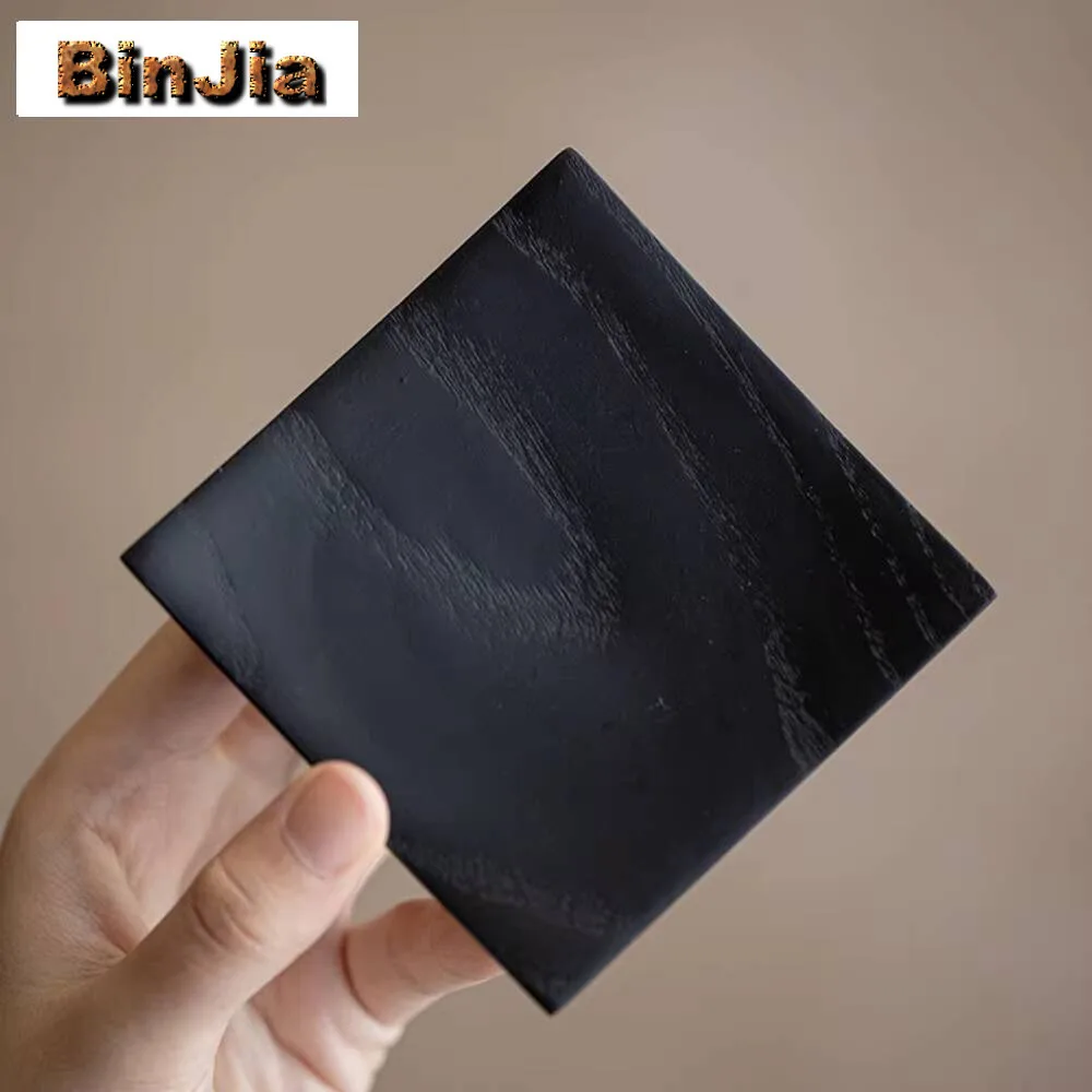 

2Pc/Lot Japanese Solid Wood Coasters For Coffee Cups Charcoal Burning Black Heat Insulation Placemats Retro Tableware Ornaments