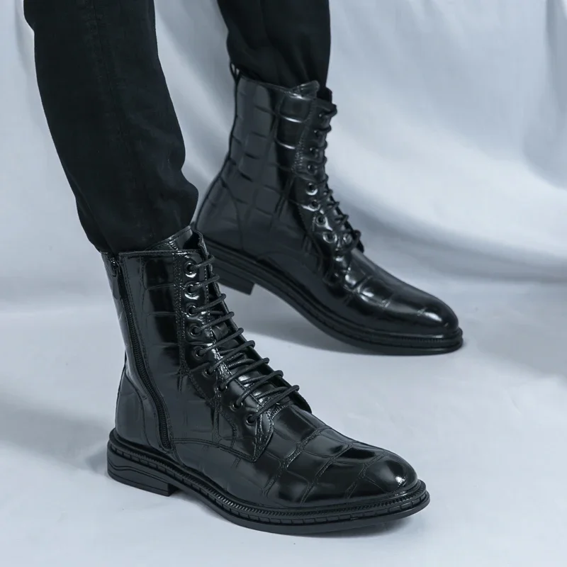 

High Quality Leather Ankle Boots for Man Fashion Designer Business Casual Men's Shoes Luxury Wedding Shoes for Mens Botas Hombre