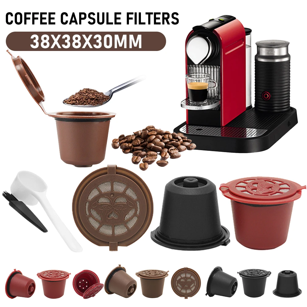 3PCS Coffee Capsule Filters With a Spoon And A Brushes Reutilisable Nespresso Pods Nespresso Coffee Capsule Kitchen Coffeeware