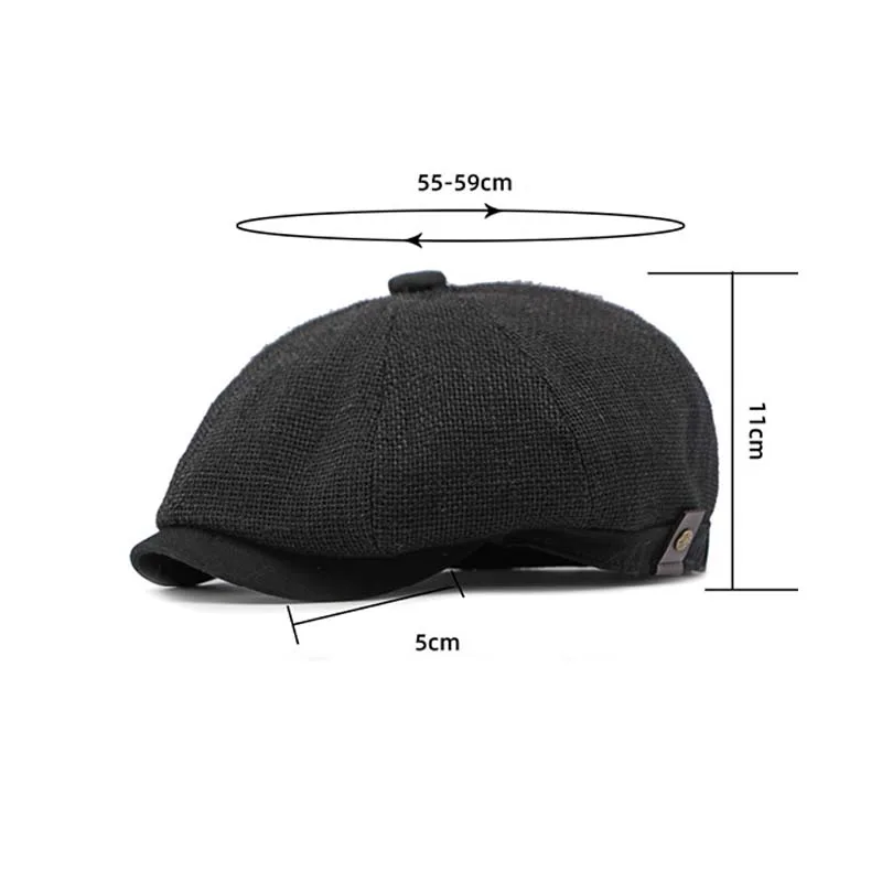 قبعة مثمنة بإبزيم جلدي مجوف قابل للتنفس، قبعة كاجوال متعددة الاستخدامات، قبعة موزع الصحف