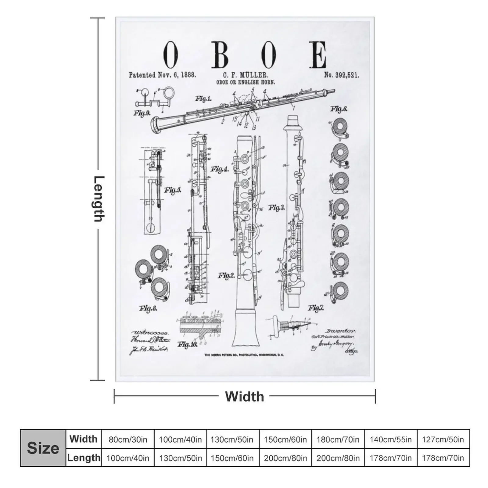 Oboe Vintage Patent Oboist Drawing Print Throw Blanket Plaid Thin Tourist Luxury St Multi-Purpose Blankets