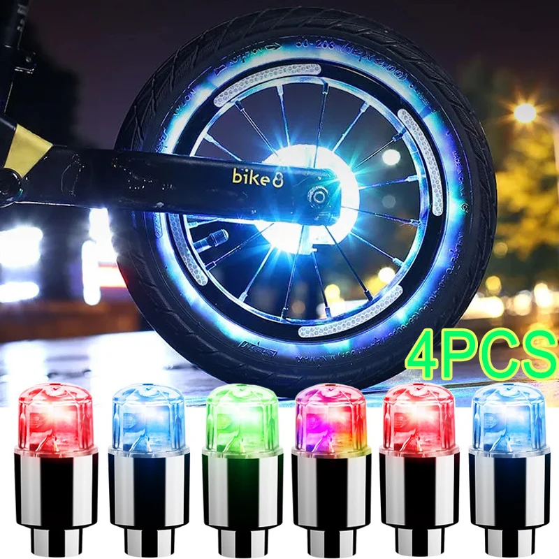 Universal Car Bicycle LED Bulb Tire Light Motorcycle Bicycle Neon Valve Cover Lights Tire Colorful Flashing Lamp Ambient Light