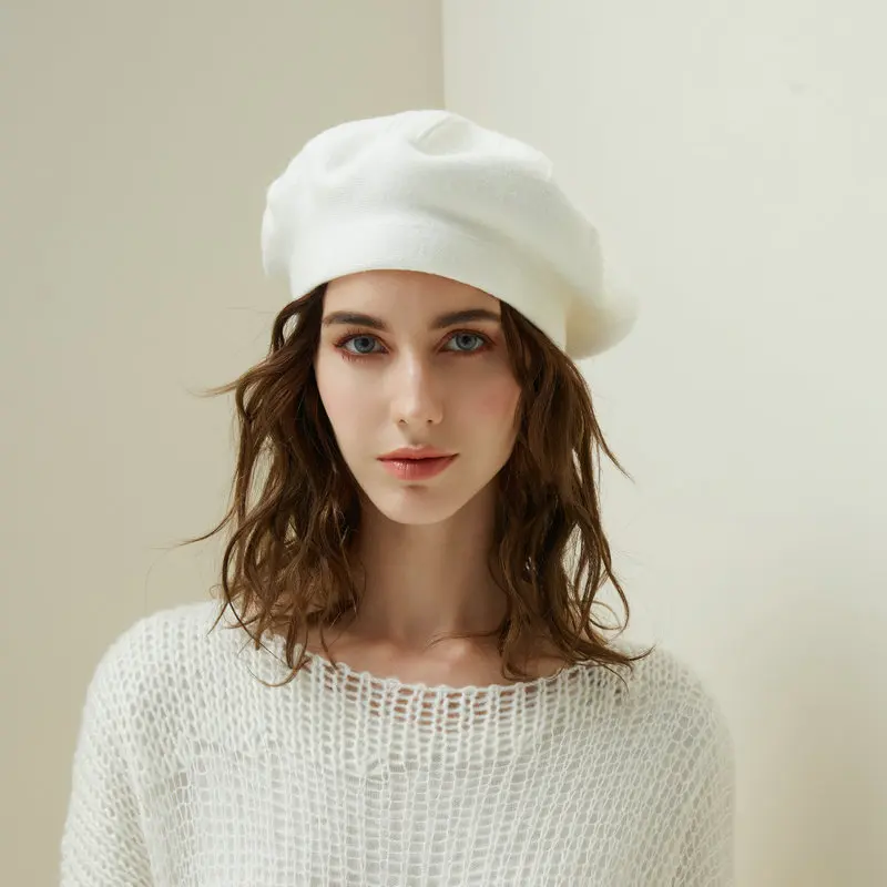 Hat for women big size circumference winter soft cashmere Beret Hat Women retro warm knitting artist hat casual pumpkin hat