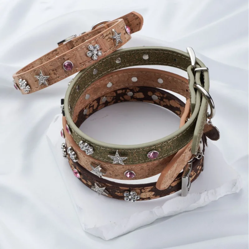 

2026 New PU Leather Pet Collar, Pink Diamond Star Pattern, Adjustable Cute Necklace for Dogs Cats, Fashion Pet Accessories