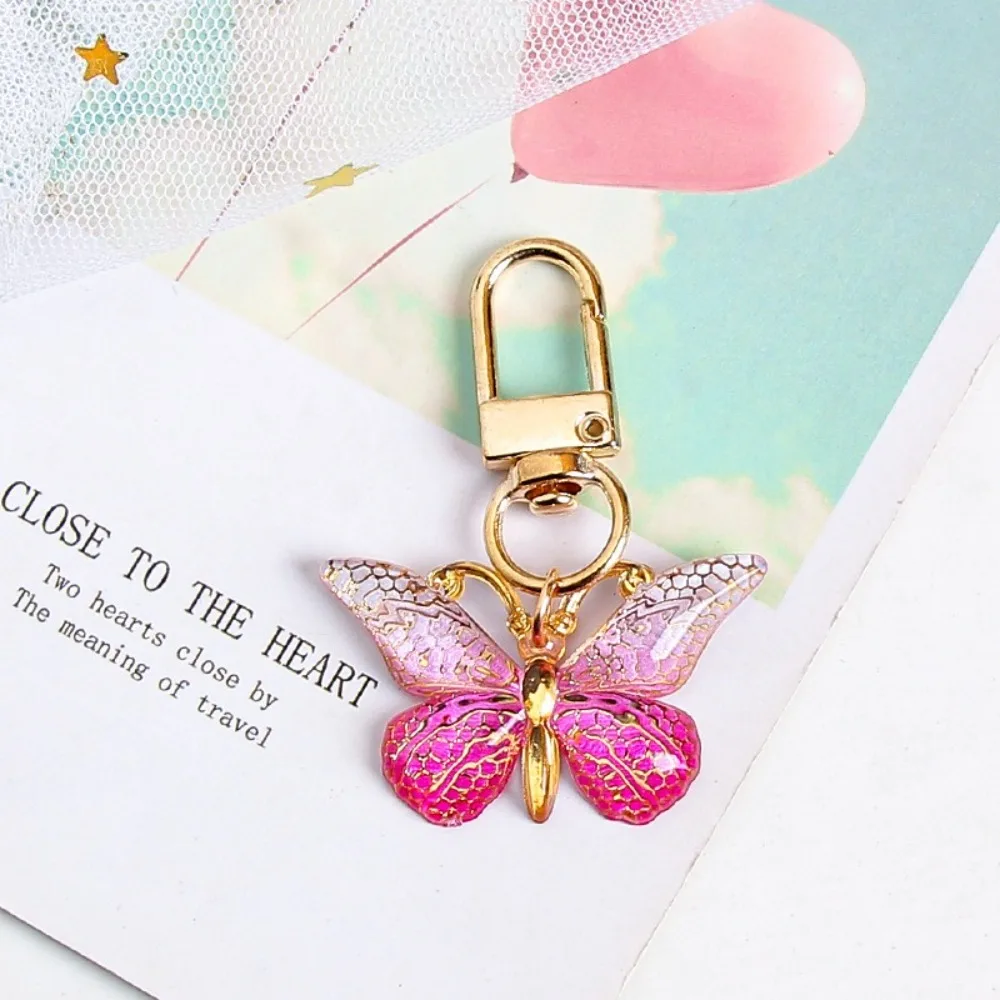 ファッション絶妙な蝶キーホルダークリスタル蝶ロブスターボタンキーホルダーアクセサリーハンドバッグペンダントパーティー装飾