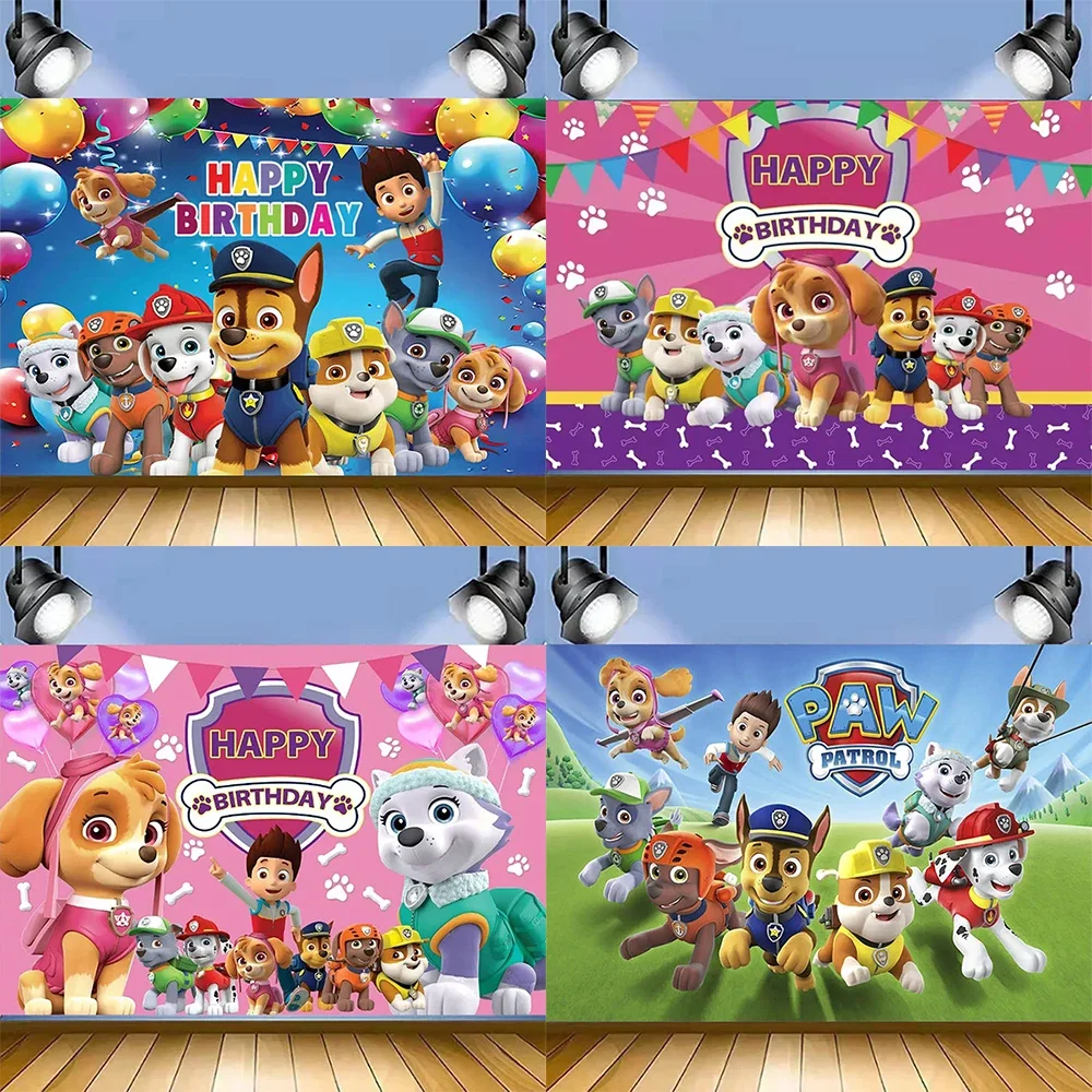 Paw Patrol Background Cloth Poster Photo Studio Props Kids Party Photography Backdrop Decoration supplies Event Banner Gifts