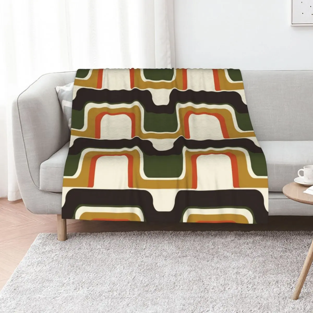 Mid-Century Modern Meets 1970s Throw Blanket Decorative Throw Cute Plaid For Baby funny gift Thermals For Travel Plush Blankets